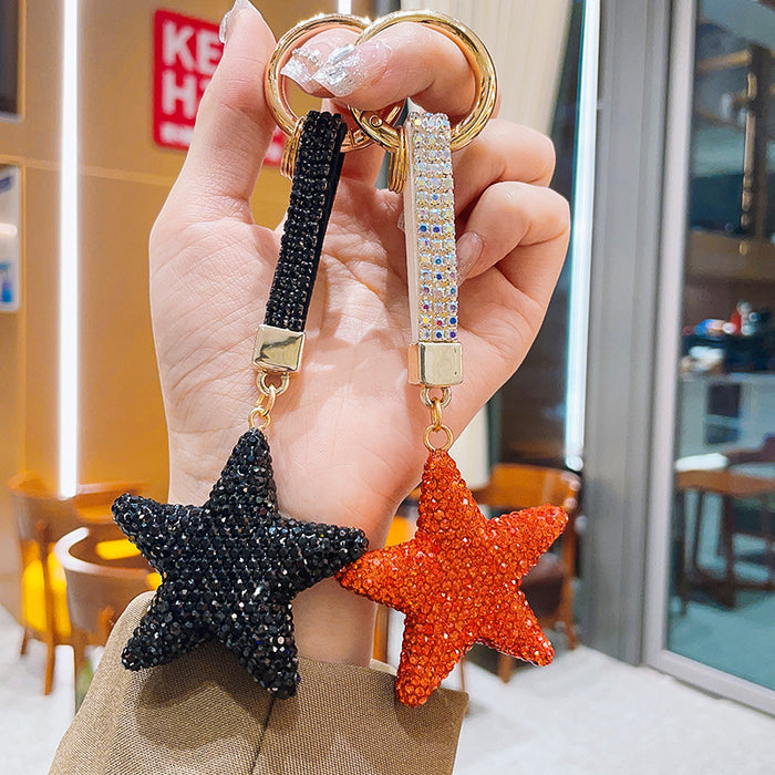 Wholesale Double-sided Diamond Five-pointed Star Keychain