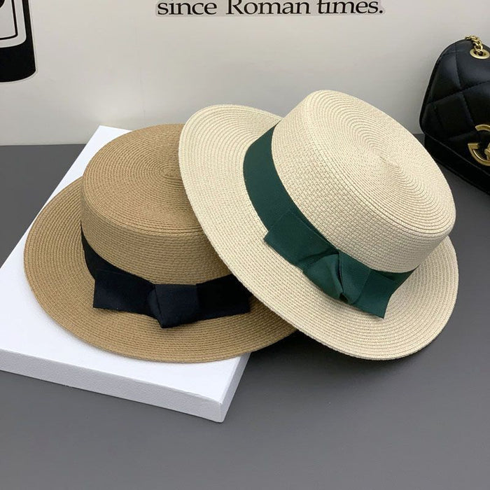 Wholesale Straw Hat Women's Summer Retro Flat Hat Sunshade Sunscreen Beach Hat Traveling Fisherman Hat