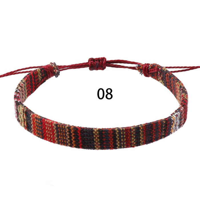 Wholesale Bohemian Cotton and Linen Fabric Braided Bracelet Colorful Ethnic Style Simple Knot Bracelet JDC-BT-XH010