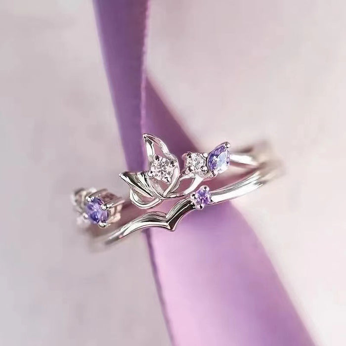 Wholesale Butterfly zircon open ring for women, light luxury, exquisite luxury, temperament, versatile index finger ring