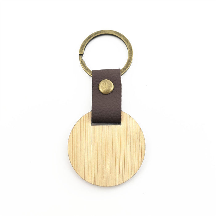Wholesale Solid wood keychain, walnut keychain, round wooden keychain