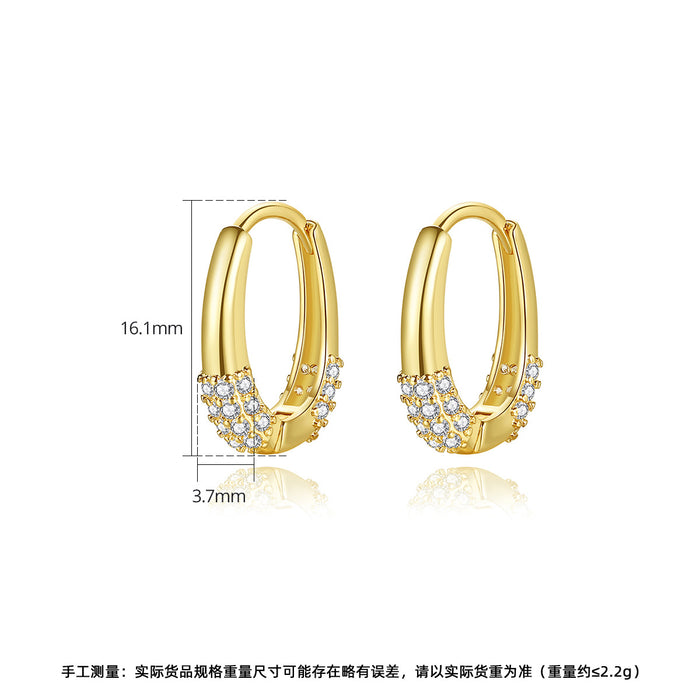 Wholesale Micro inlaid ear buckle new style simple and fashionable copper inlaid zircon ear buckle earrings