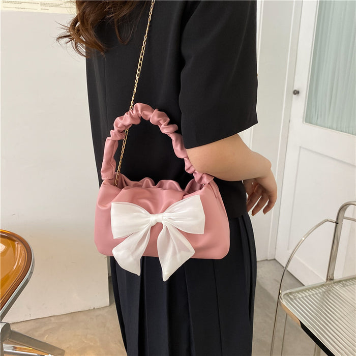 Wholesale Bow decoration small bag fashionable hand-held shoulder bag simple temperament crossbody