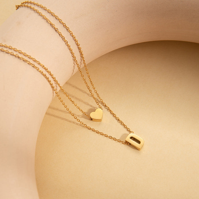 Wholesale 26 English Letters — Fade-Resistant Titanium Steel Clavicle Necklace