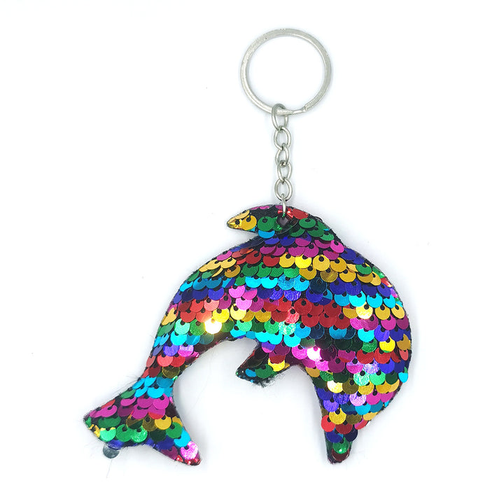 Wholesale Reflective Shiny Animal Plant Keychain PET Sequins Fashion Bag Car Pendant DIY Clothing Accessories JDC-KC-QS001