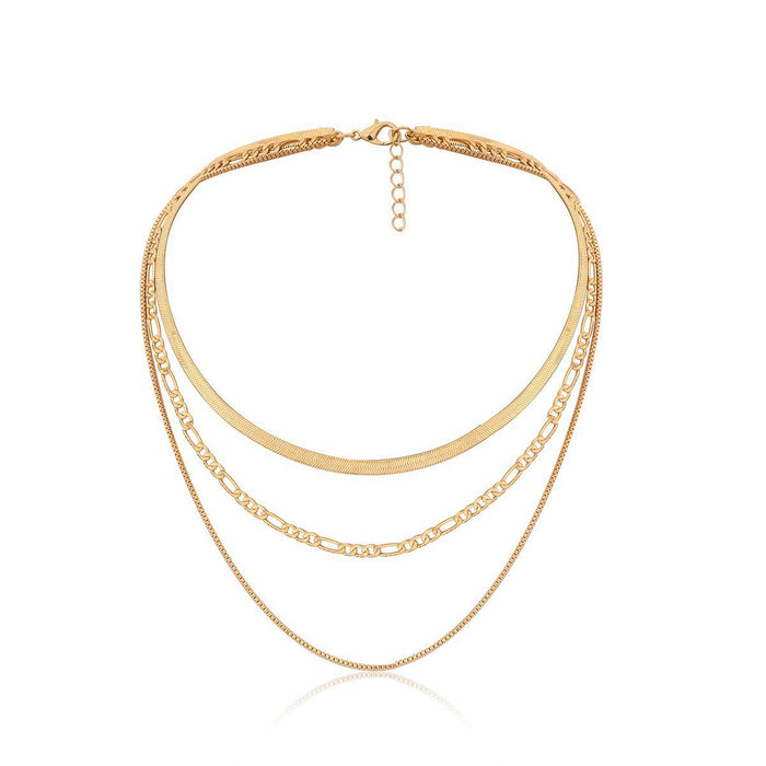 Wholesale Fashion Simple Multi-layer Stacked Necklace Short Three-layer Necklace Clavicle Chain