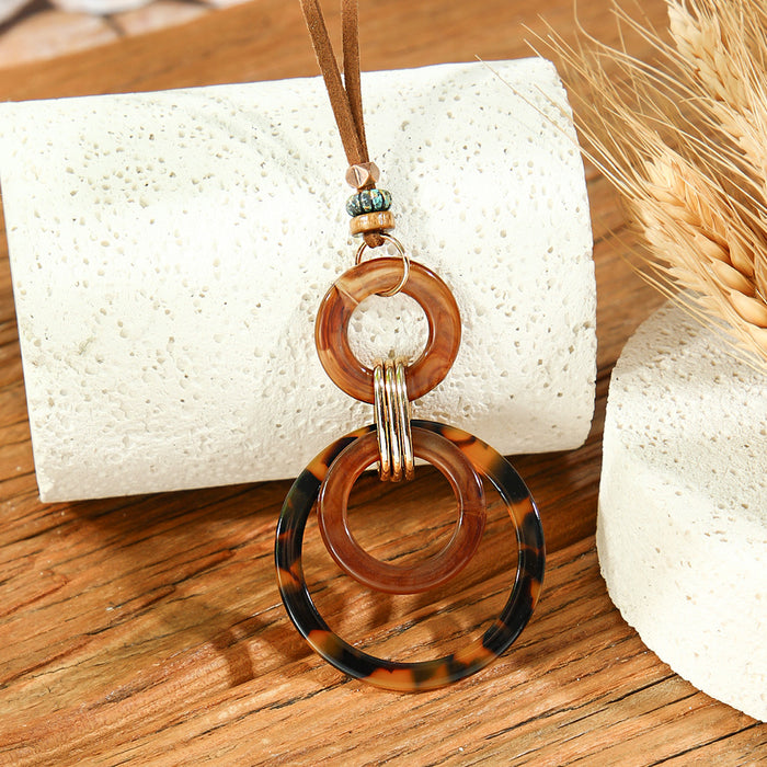 Wholesale Retro Bohemian Tassel Pendant Necklace Zinc Alloy Electroplated Geometric Pendant MOQ≥2