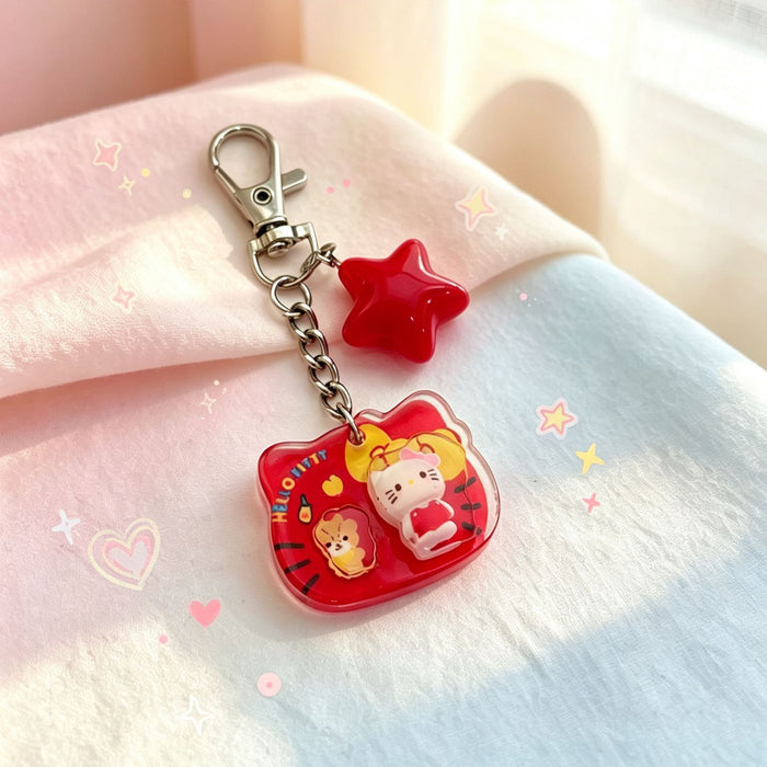 Wholesale Cute Cat Star Keychain Acrylic 3D Cartoon Pendant Bag Charm Gift