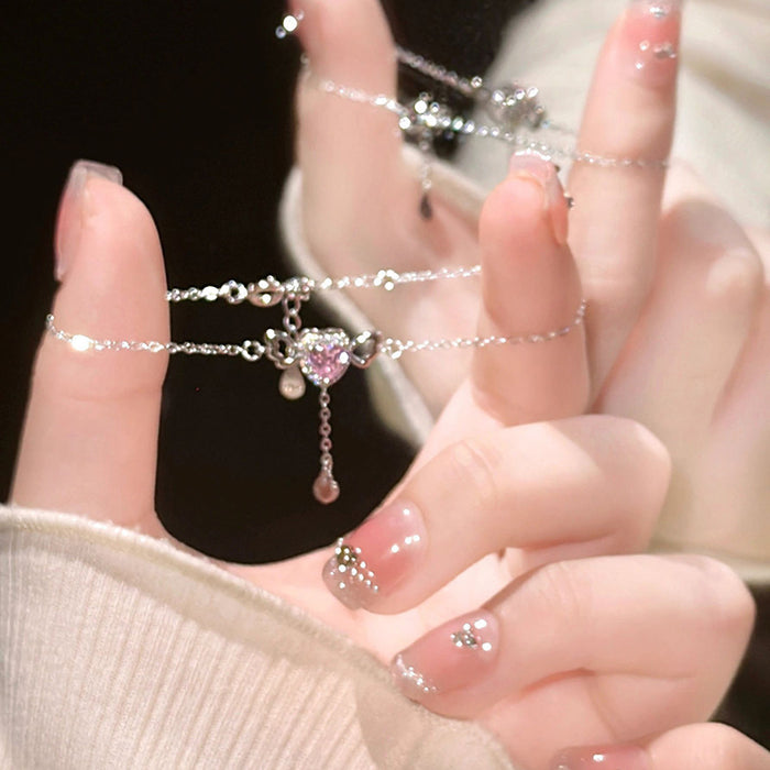 Wholesale  silver Geometric Bracelet Women's All-match Niche Design Double Layer Stacked Wearing Hand Jewelry