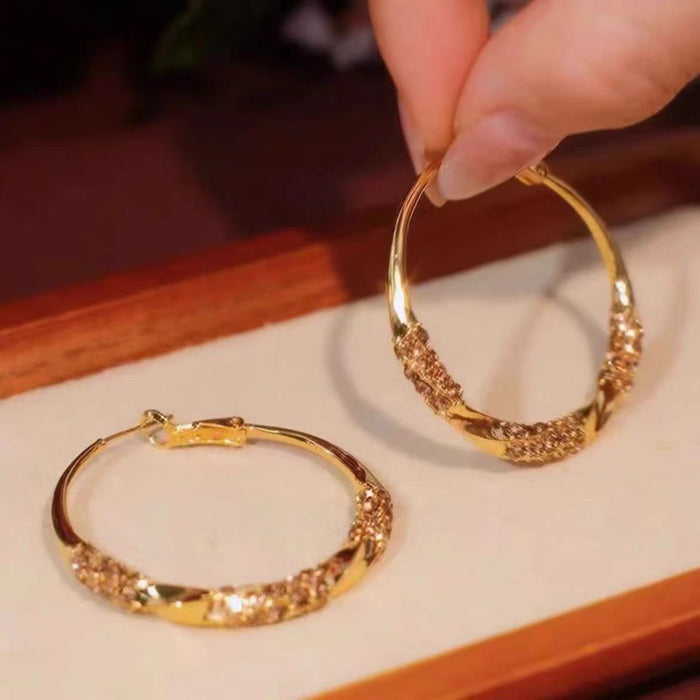 Wholesale Purple Diamond Super Flash Large Hoop Earrings Women's Exaggerated