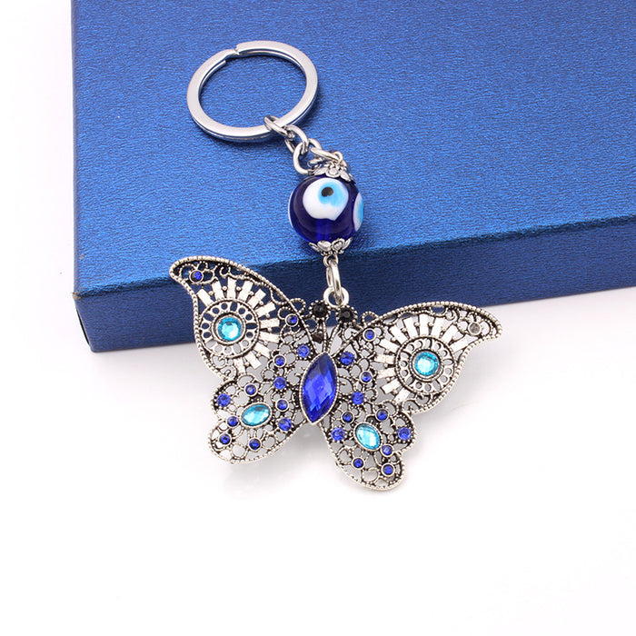 Wholesale Butterfly Full Diamond Alloy Retro Keychain Accessories Personalized Keychain