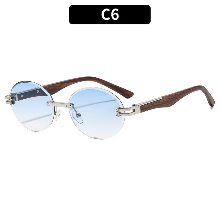 Wholesale Rimless Gold Frame Round Sunglasses UV400 Trendy Street Style for Women