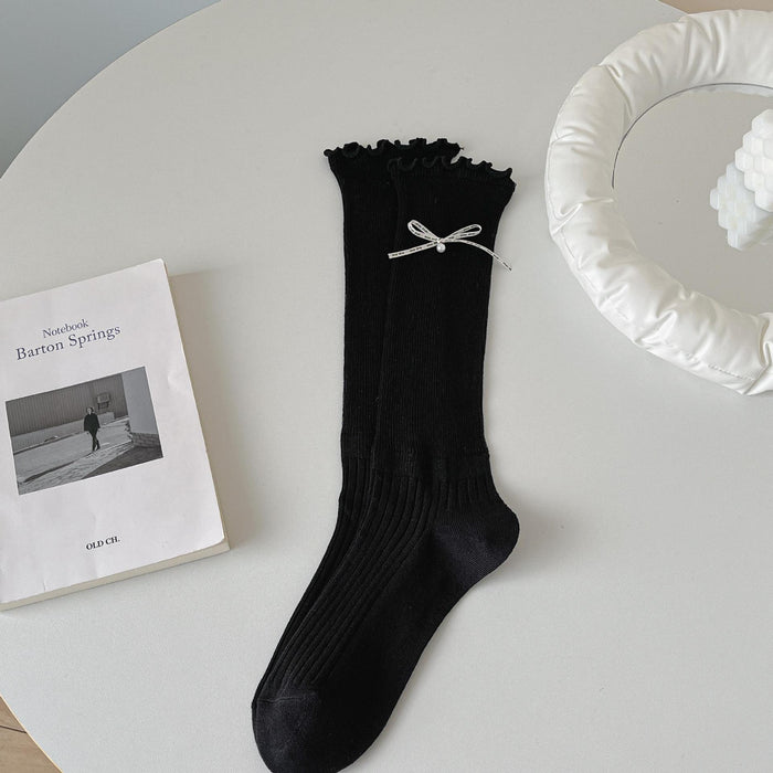 Wholesale Socks hollow pile socks solid color calf socks stacked and versatile socks