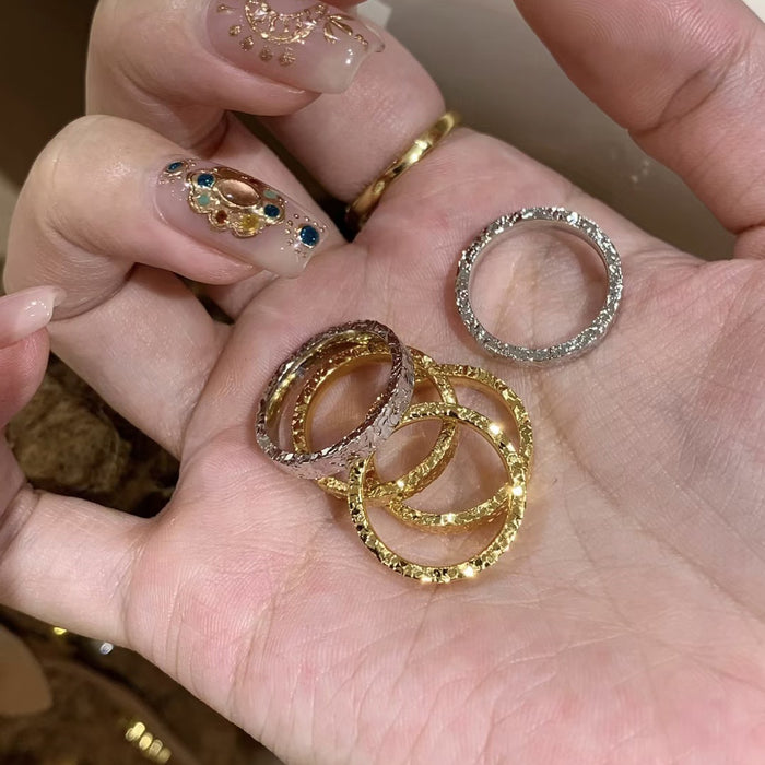 Wholesale Shining Crushed Ice Ring Stacked Diamond Row Ring