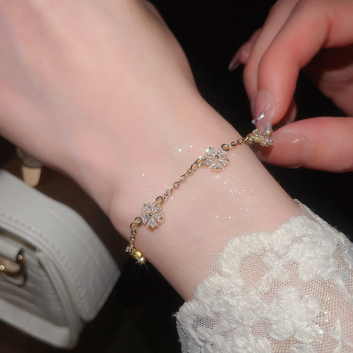 Wholesale Gold Plated Zircon Butterfly Flower Fashion Bracelet Jewelry Accessory