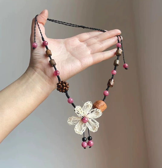 Wholesale Fashion Alloy Flower Long Chain Necklace Trendy Jewelry Accessory Gift
