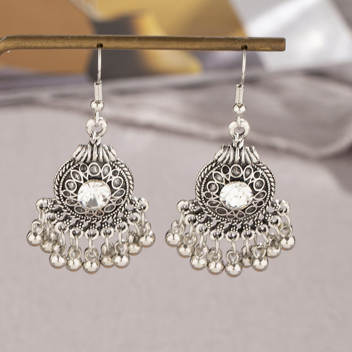 Wholesale Vintage classic bell earrings with zircon pendant and exaggerated earrings