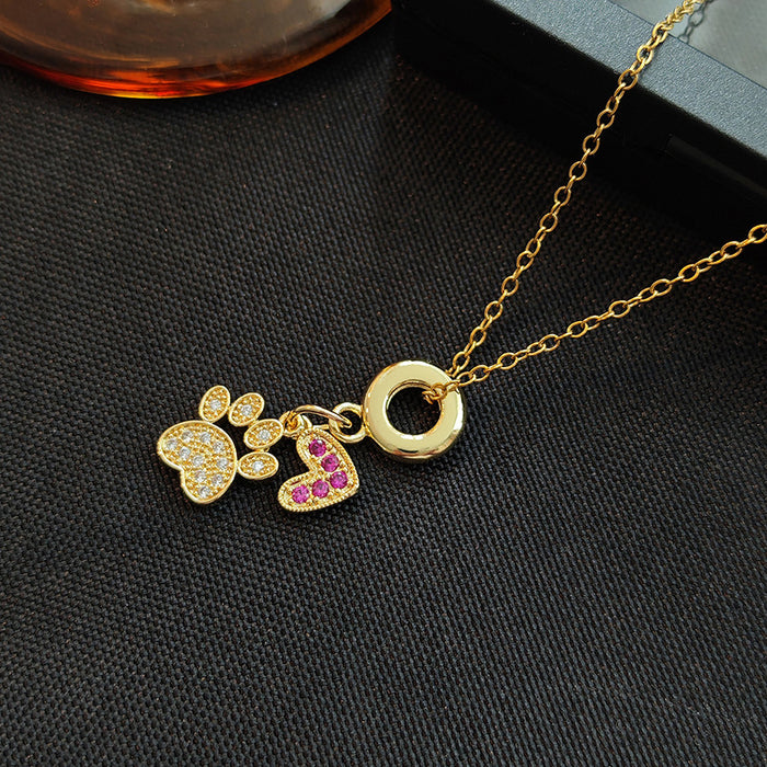 Wholesale Creative New Love Fashion Clavicle Chain Simple and Exquisite Color Pendant Exquisite Zircon Necklace for Women