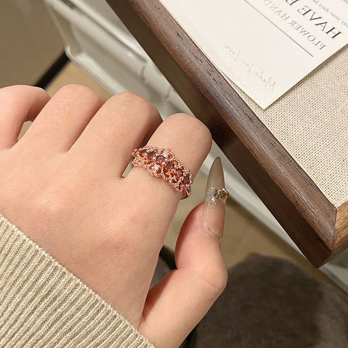 Wholesale Full Diamond Ring, Light Luxury, Exquisite, Versatile, High End, Open Mouth Finger Ring