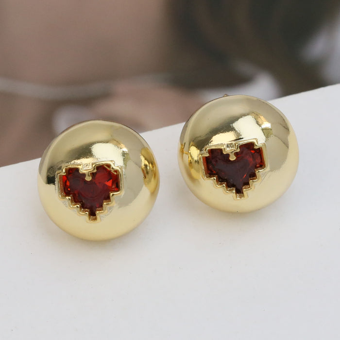 Wholesale 2PCS 18K Gold Brass Mosaic Love Earrings JDC-ES-BaiYi028