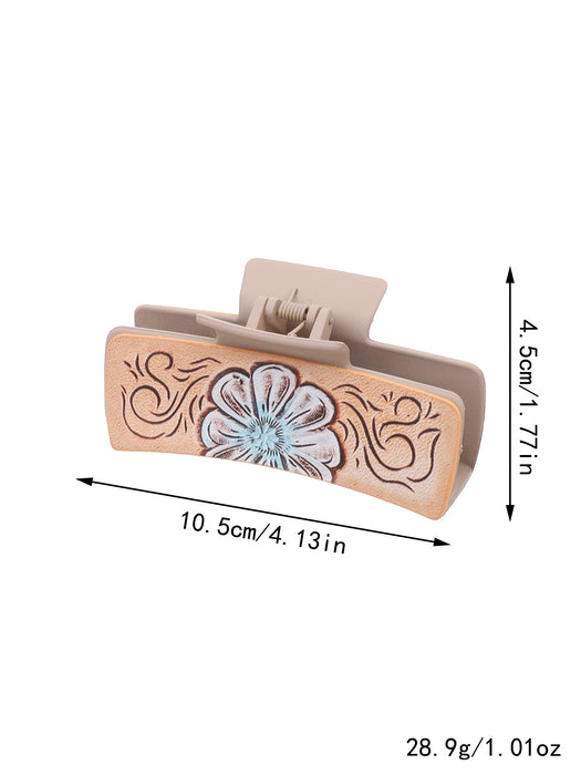 Wholesale Western Denim Style Horse Hair Craft Leather Women' s Hair Clip Grab Clip Shark Clip Hair Accessories Clip