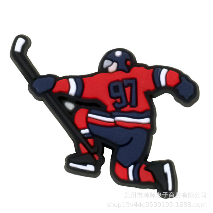 Wholesale Cave shoe flower buckle sports classic ice hockey fun cartoon upper PVC drip plastic decorative buckle detachable accessory