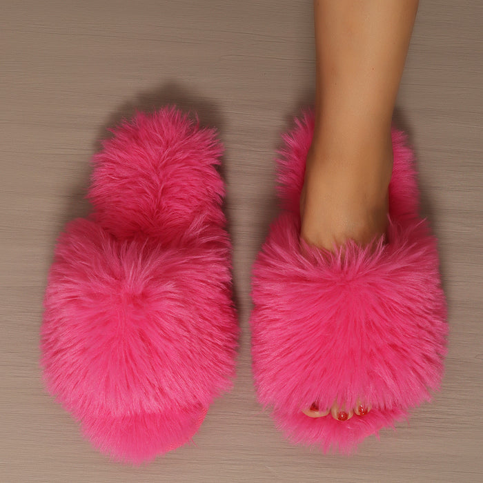 Wholesale Cotton slippers winter long fur slippers ladies indoor fur slippers spring and autumn new style furry winter