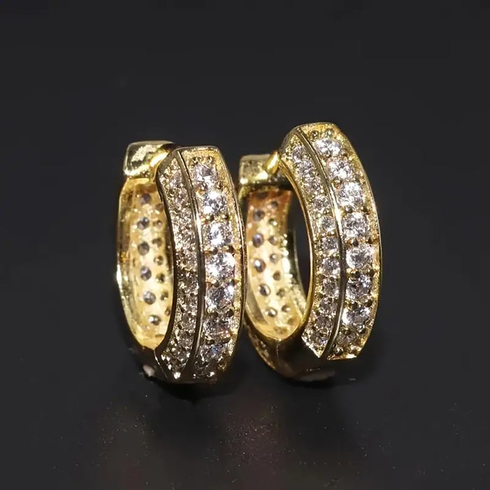 Wholesale HOOP Earrings Full of Zircon Gold Men's Earrings