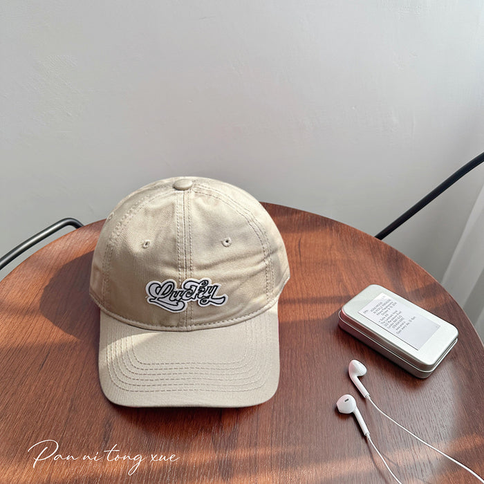 Wholesale Vintage washed embroidered letter baseball cap with wide brim, soft top, duckbill cap, versatile hat