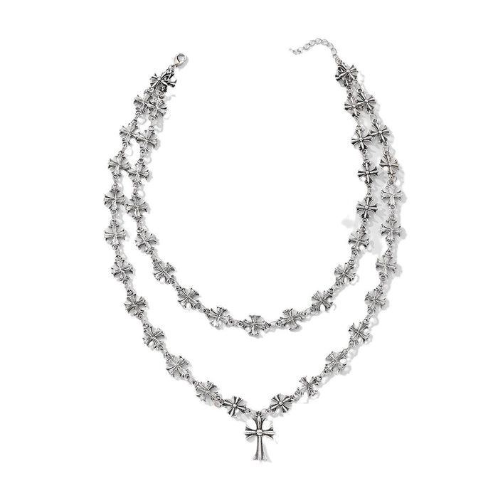 Wholesale Non-Fading Double Layer Cross Necklace  Chain Fashion Jewelry
