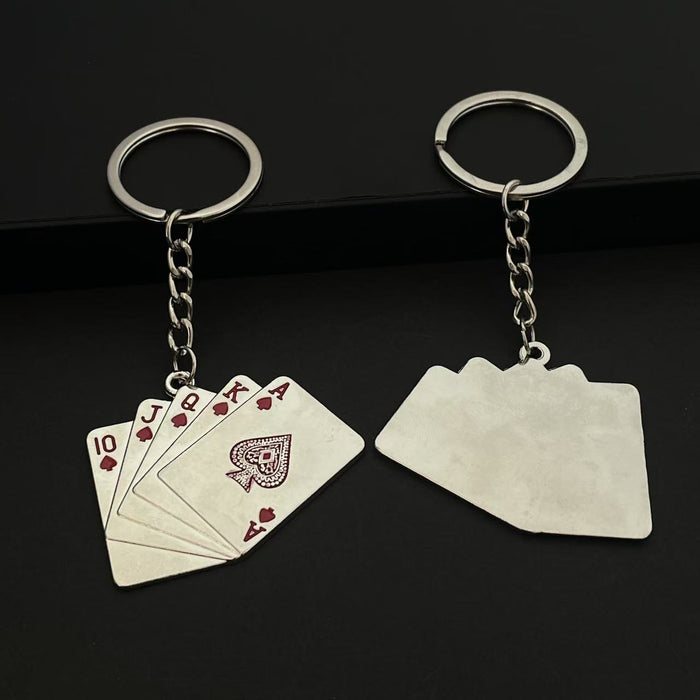 Wholesale playing cards flush key pendant key ring accessories creative small gifts