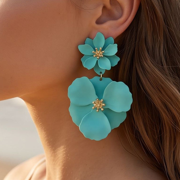 Wholesale Retro Floral Painted Earrings Iron Jewelry Multicolor Gift Boutique Resale MOQ≥5