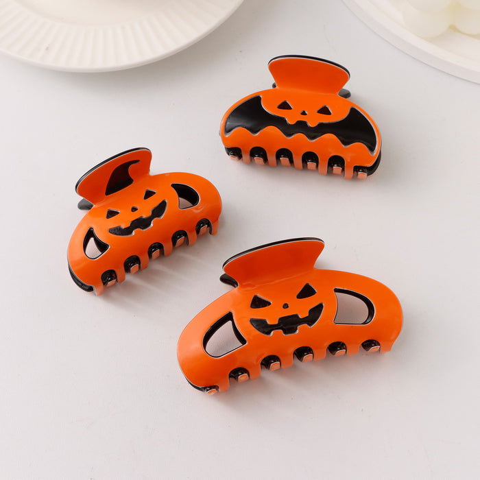 Wholesale Pumpkin Skull Hair Claw Clip PVC Black Orange Shark Clip Women S Fashion Hair Accessory