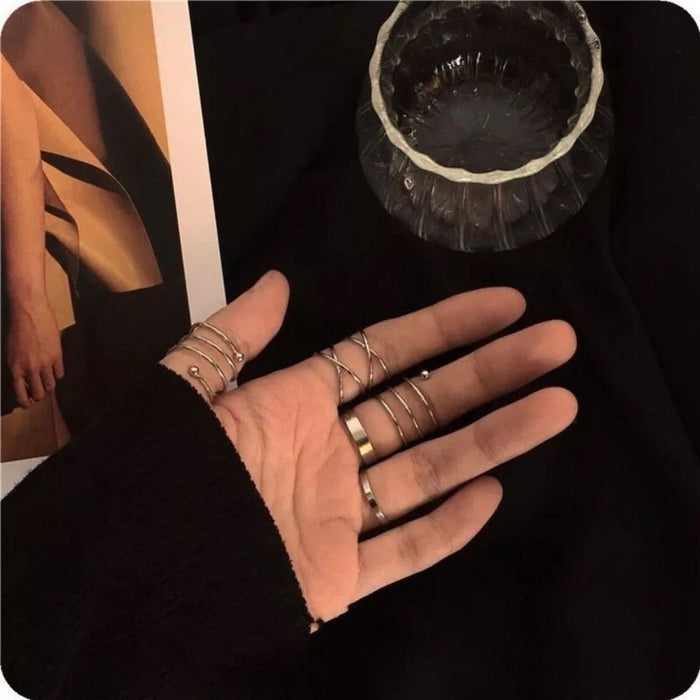 Wholesale Fashion Street Personalized Ring Set Simple Alloy Ring Retro Simple Ring