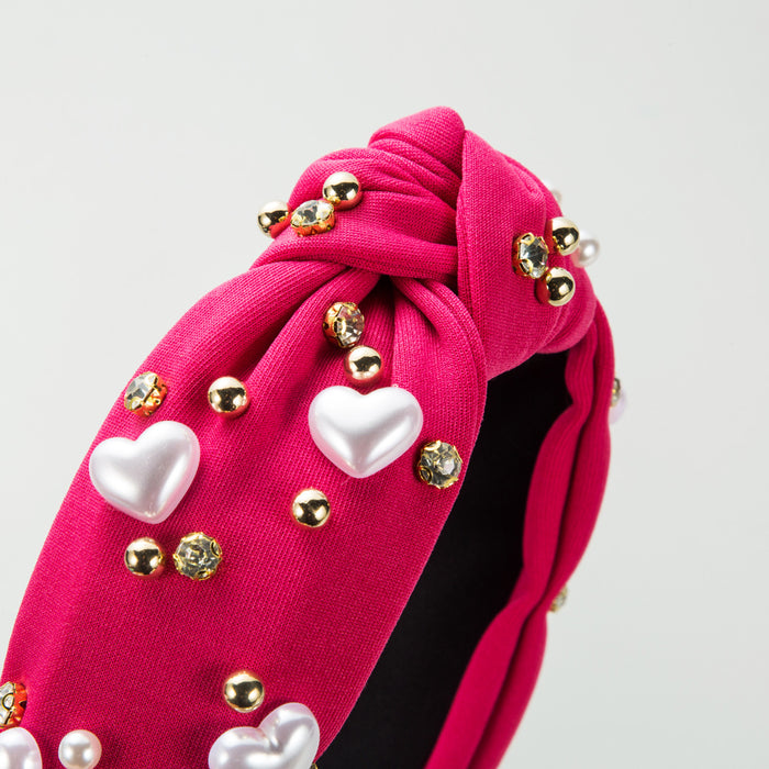 Wholesale Valentine' s Day Heart-Shaped Pearl Wide Headband