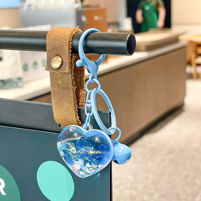 Wholesale Creative Oil Pearl Love Sparkle Keychain Sand Bottle Pendant