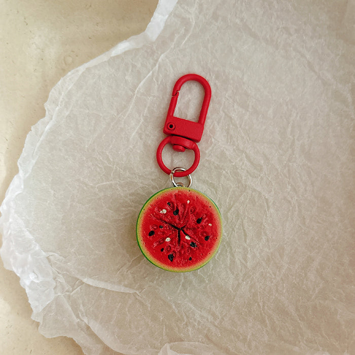 Wholesale Chic Fruit Resin Keychain Pendant - Half-Cut Strawberry Design