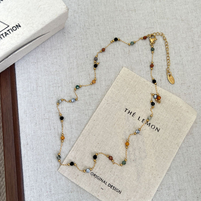 Wholesale  Niche  Simple Silk  Beaded Necklace Bracelet Set for Women