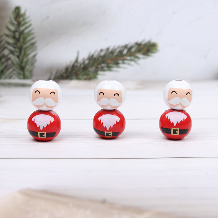 Wholesale 50PCS Santa Claus Smiley Face Wooden Beads JDC-BDS-TianYue016