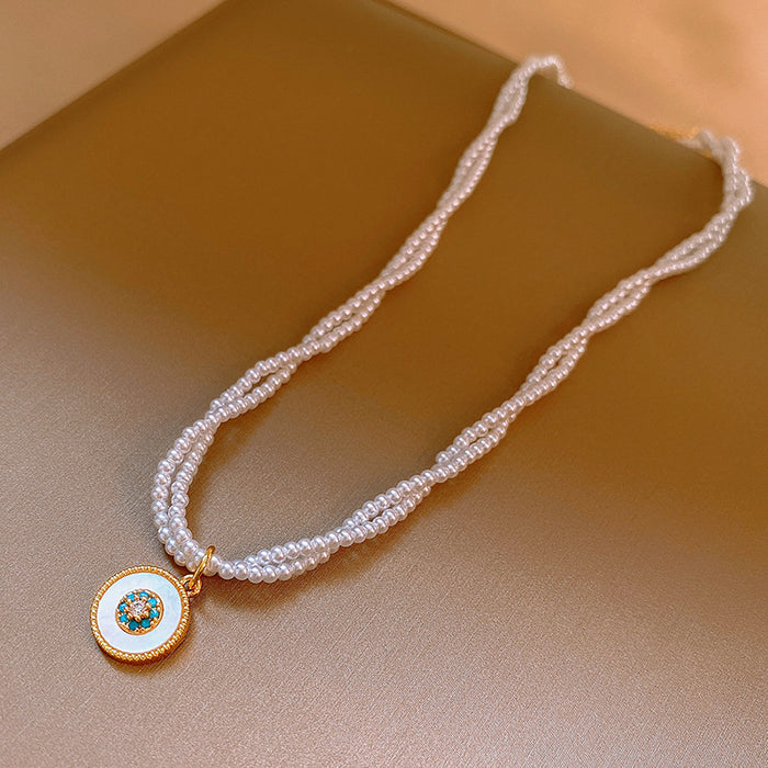 Wholesale Zircon Flower Pearl Necklace JDC-NE-FengMei004