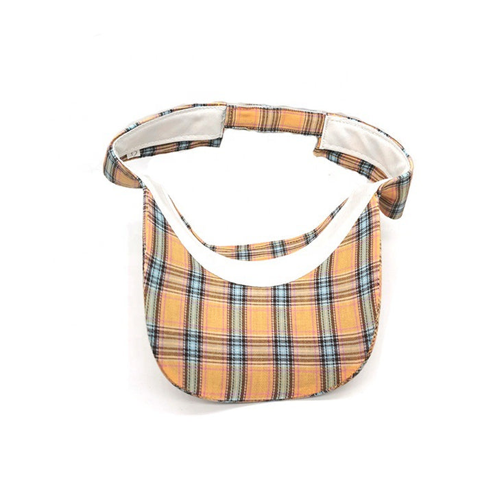 Wholesale Yellow checkered top hat with UV protection for outdoor activities such as running, hiking, sun protection, and sun shading