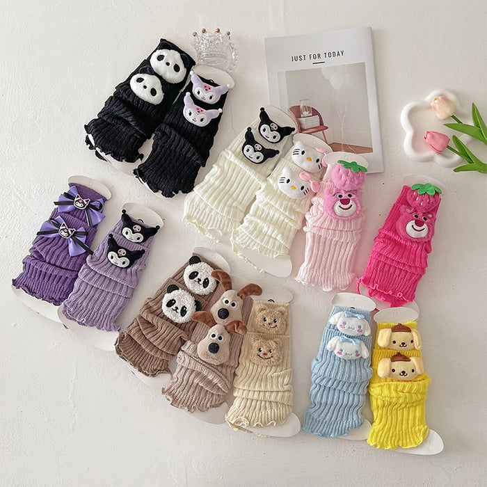 Wholesale Socks Autumn and Winter Cute Cartoon Animal Doll Knitted Warm Lace Pile Socks Baby Girl' s Trendy Leg Cover