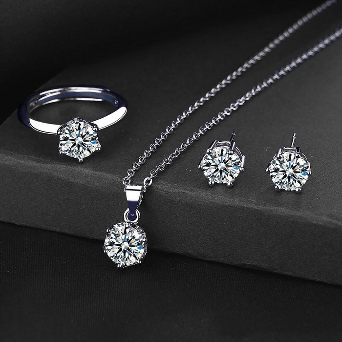 Wholesale Zircon earrings necklace, ring, three pieces