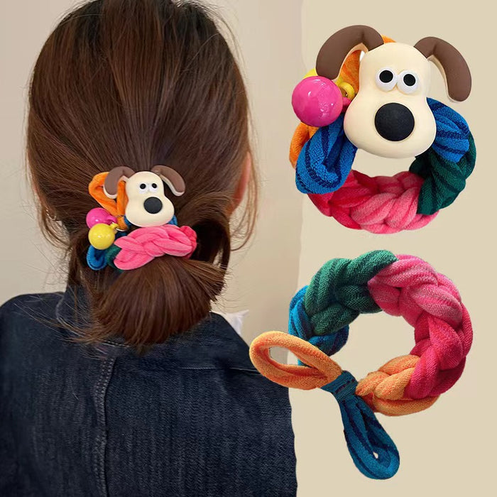 Wholesale Cartoon Cute Dog Head Fabric Hair Tie JDC-HS-Weiye005