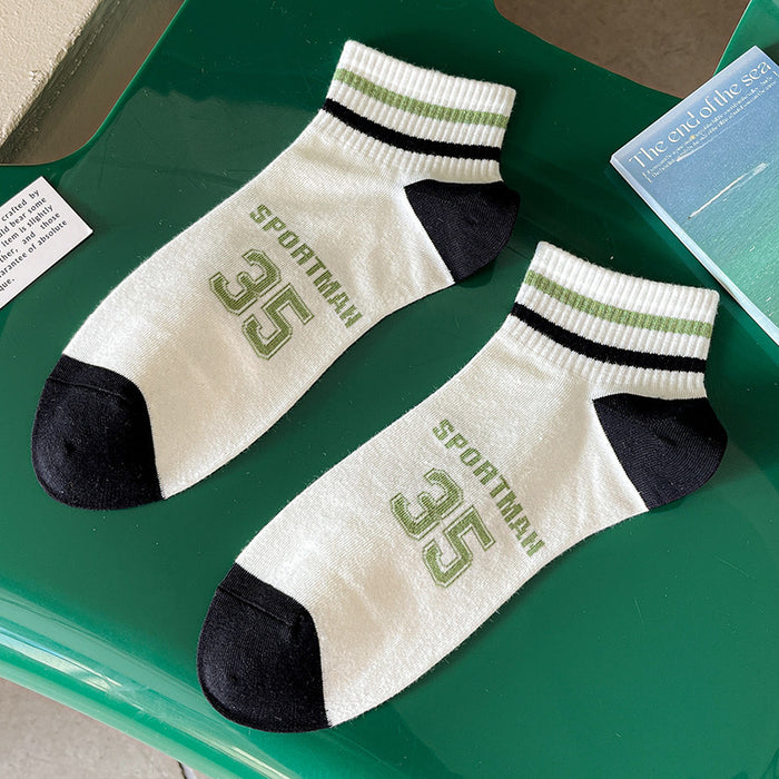 Wholesale Socks, thin boat socks, striped casual sports, low cut embroidery
