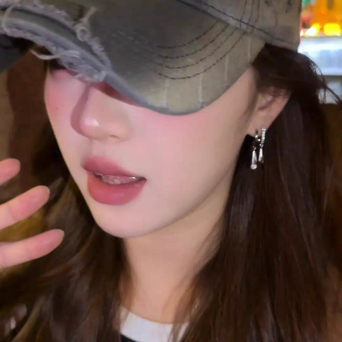 Wholesale Diamond-Studded Teardrop Earrings for Double Pierced Ears, Niche Design Versatile Earrings