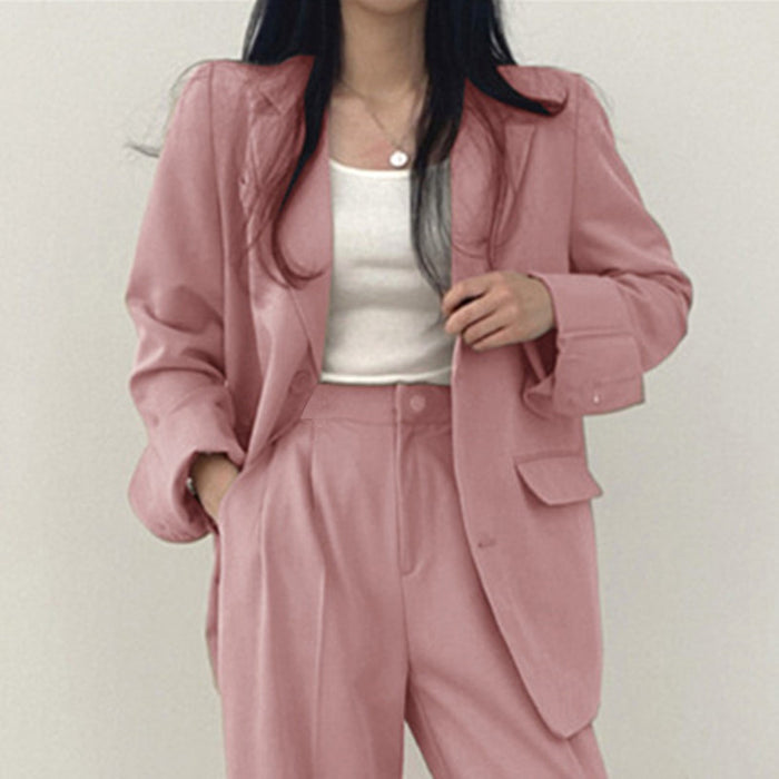 Wholesale Pink Suit Jackets for Women in Spring and Autumn Small Suit Sets for Women with A Niche Design Sense JDC-CTS-ZX004