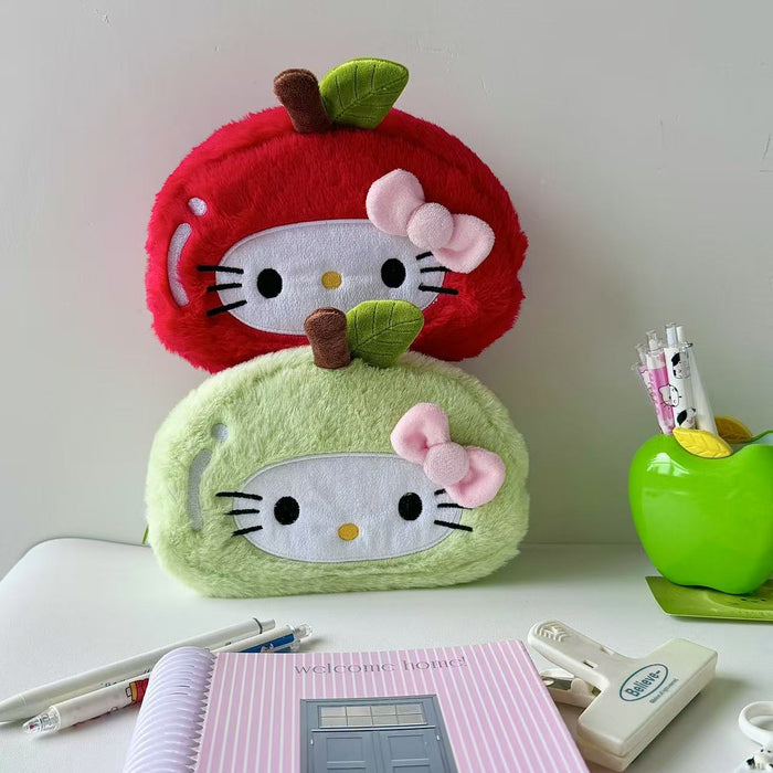 Wholesale Plush Apple Cat Pencil Bags