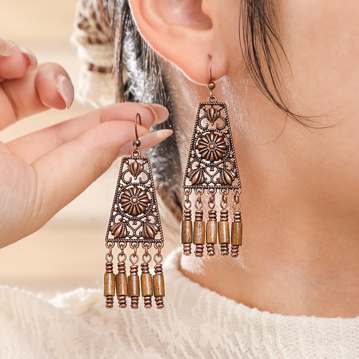 Wholesale Bohemian Retro Tassel Earrings Ethnic Style Zinc Alloy Gift MOQ≥2