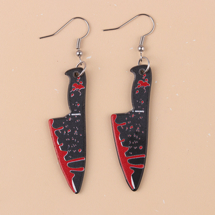 Wholesale  Acrylic Earrings Horror with Blood Mirror Dagger Chopper Axe Earrings Ear Accessories